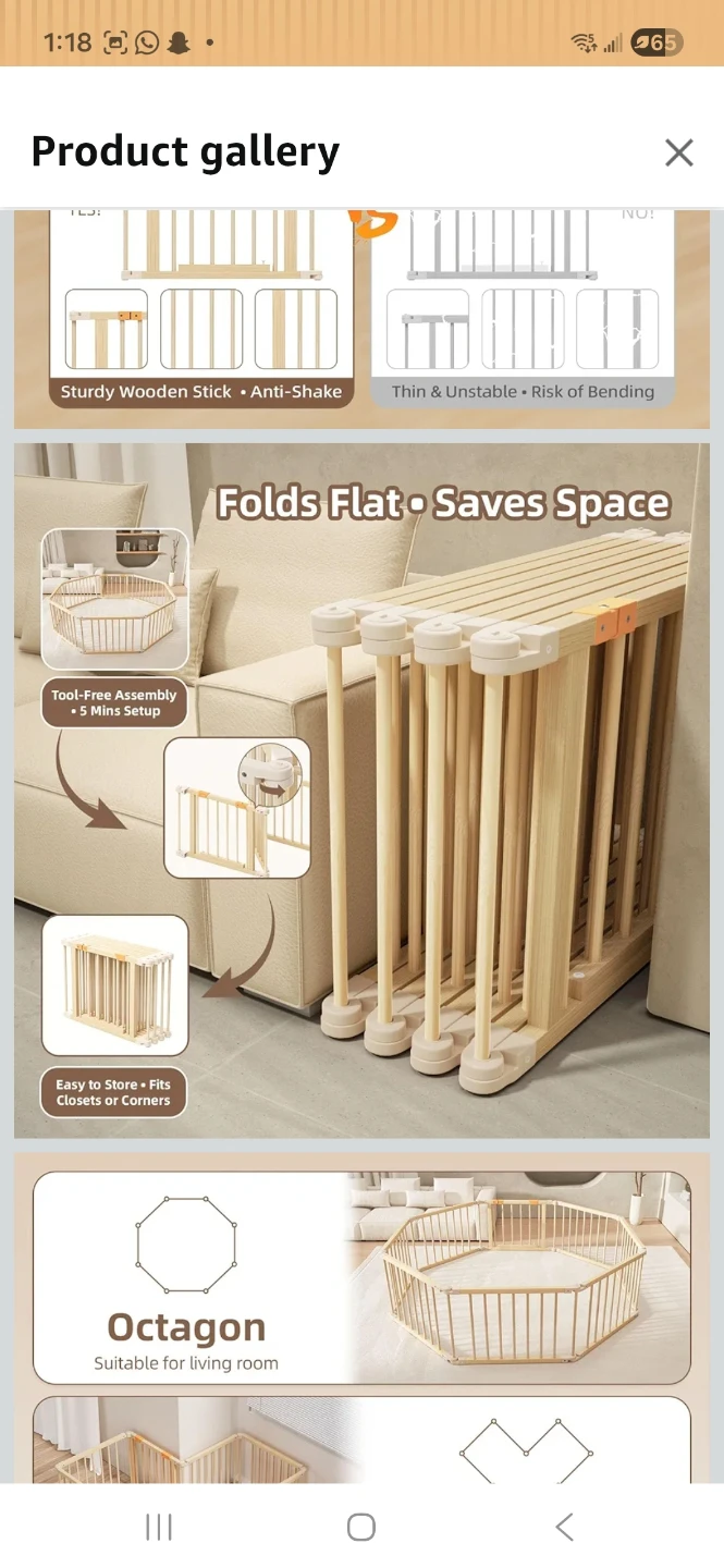Wooden Baby Playpen - Octagon/Rectangle Shape - photo 4