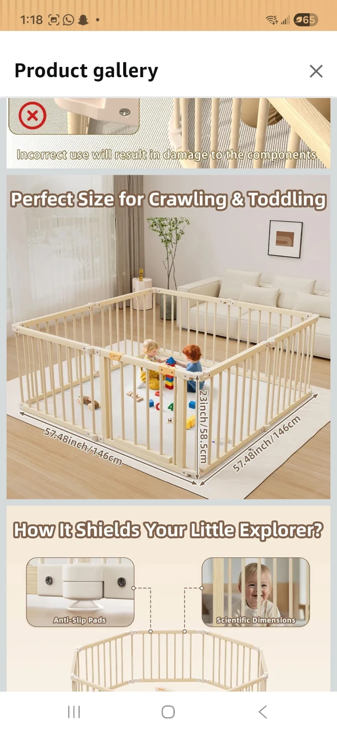 Wooden Baby Playpen - Octagon/Rectangle Shape - photo 5