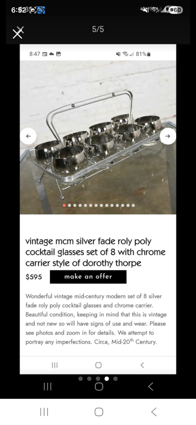 Set of 8 Vintage Roly Poly Cocktail Glasses - photo 5