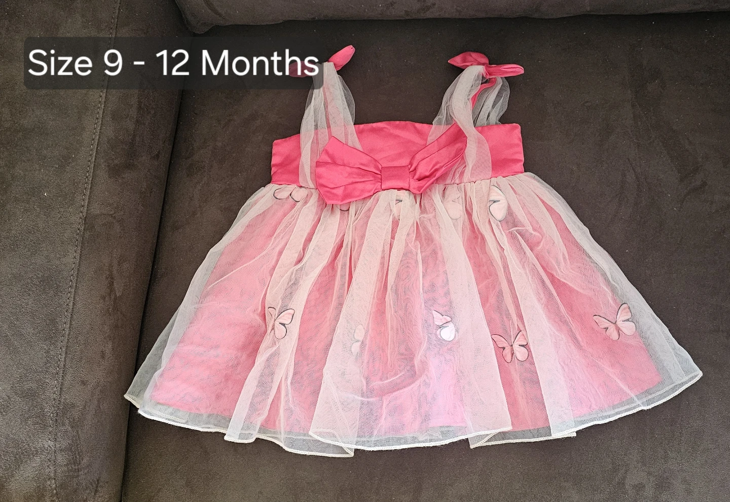 Baby Girl's Pink Butterfly Dress Size 9-12 Months