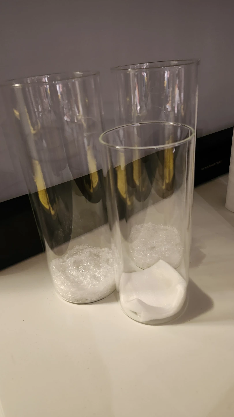 Set of 3 Clear Glass Cylindrical Vases - photo 2