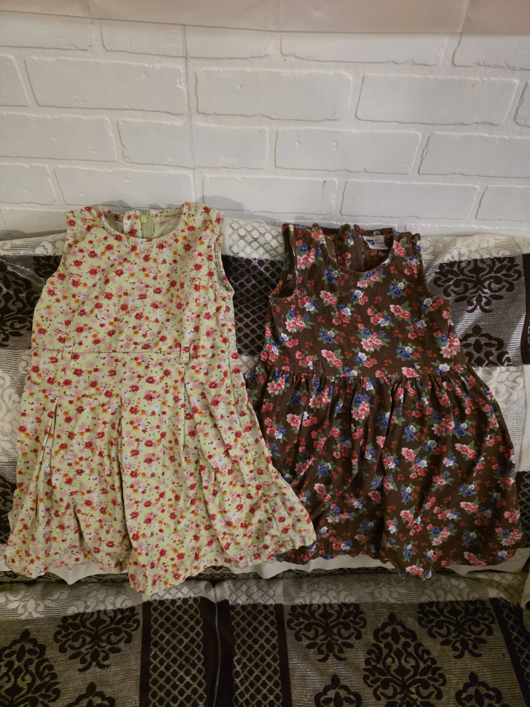 Girls' Floral Corduroy Dresses - Two Size 12