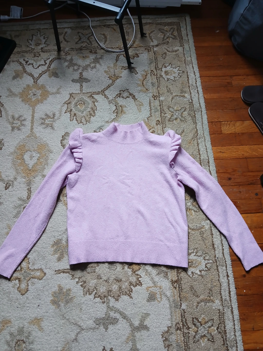 Women's Lilac Ruffled Mock Neck Sweater