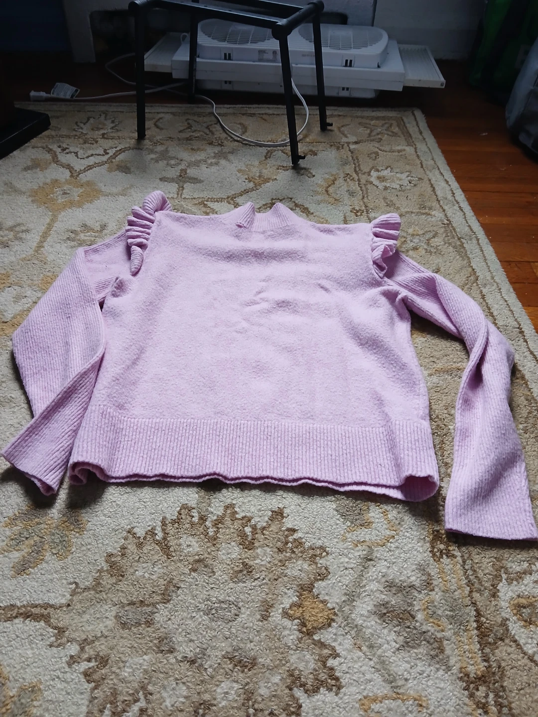 Women's Lilac Ruffled Mock Neck Sweater - photo 2