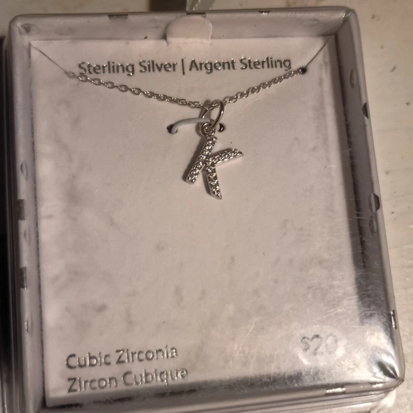 K letter sterling silver necklace