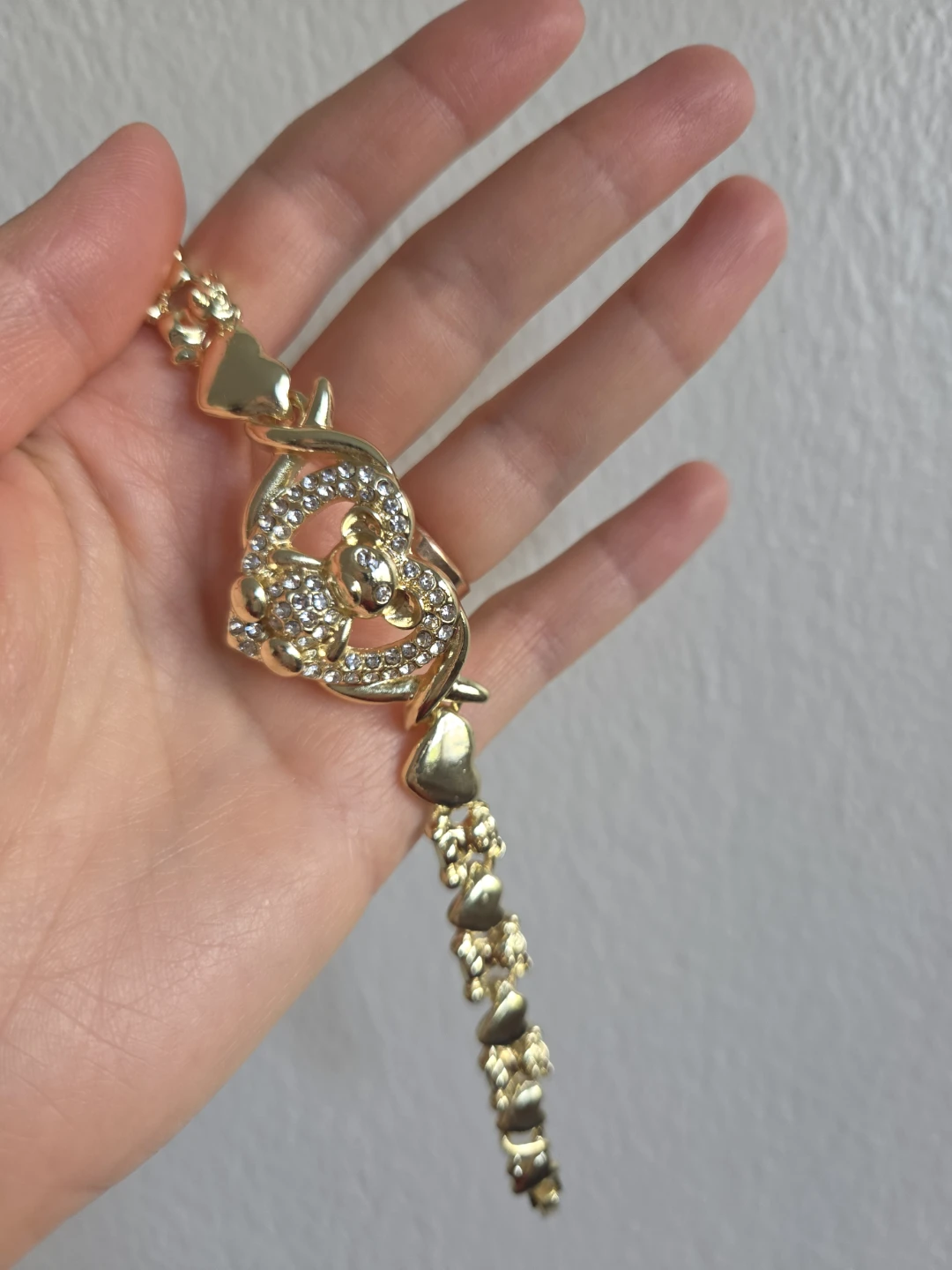 Gold Tone Teddy Bear Heart Necklace and Bracelet Set - photo 3