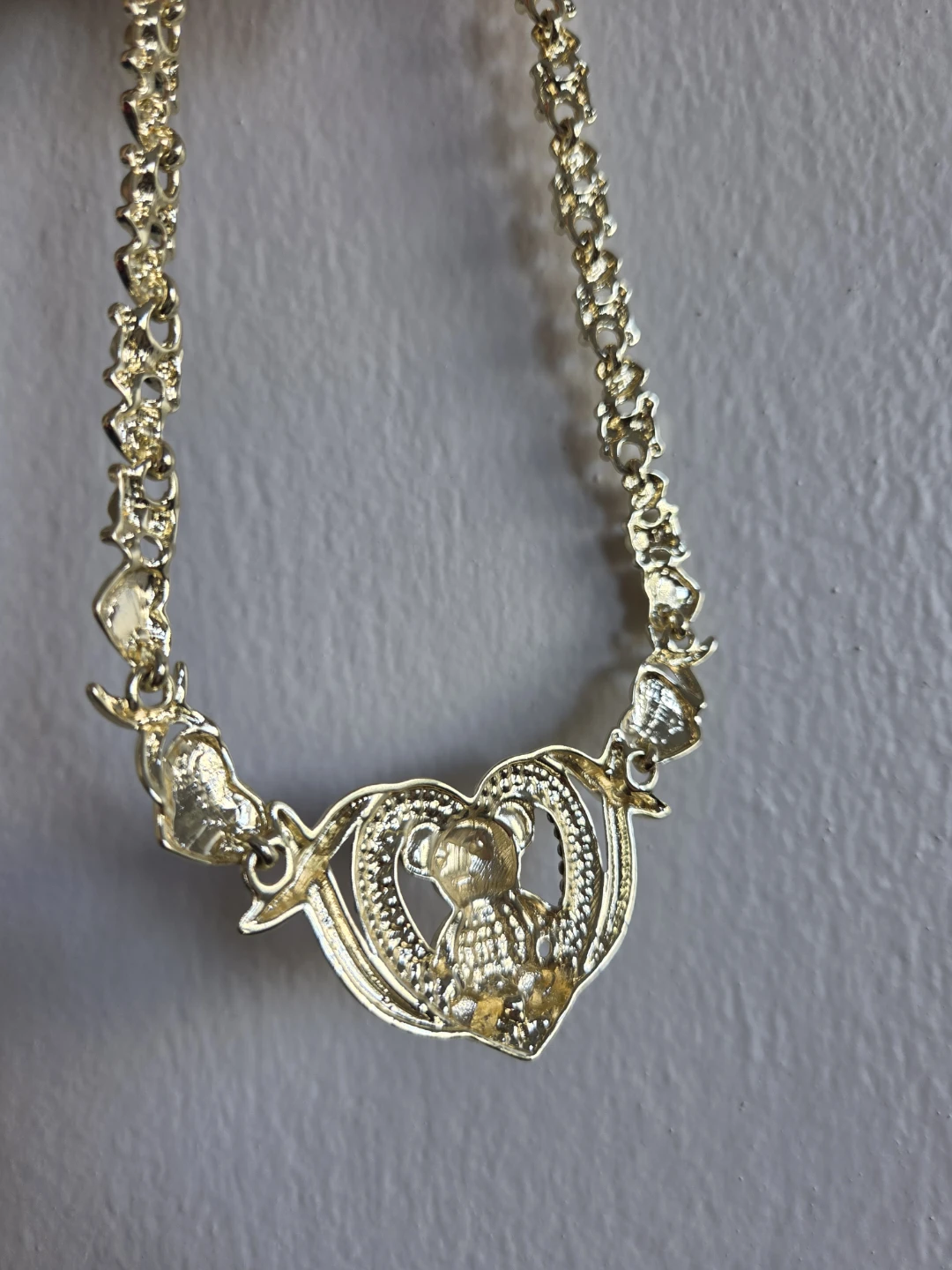 Gold Tone Teddy Bear Heart Necklace and Bracelet Set - photo 4