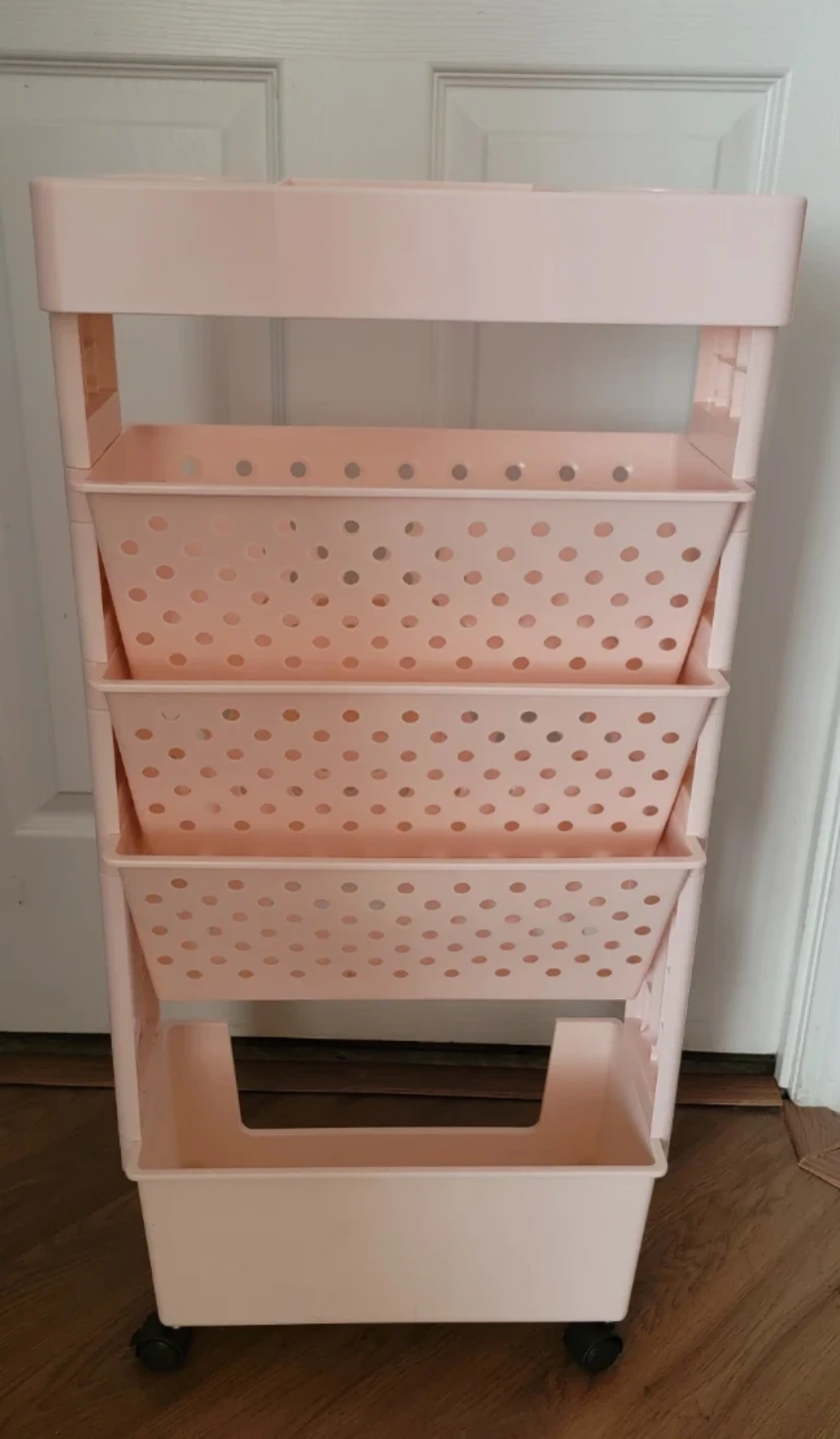 Pink 4-Tier Rolling Storage Cart / Bookshelf - photo 5