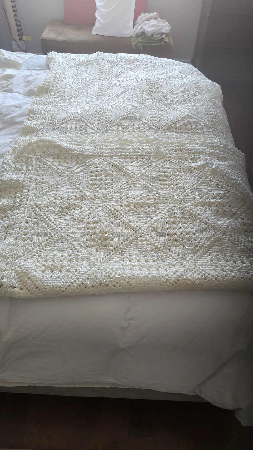 Handmade Cream Crochet Bedding-fits Double, Queen or King Bed