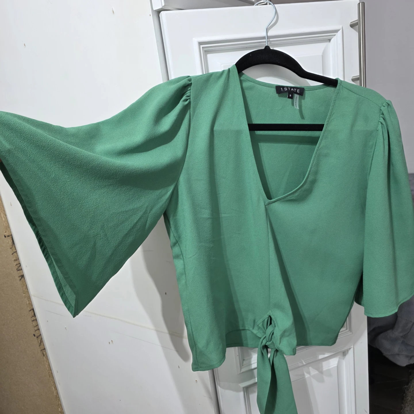 1.STATE Green Tie-Front Blouse - Size S