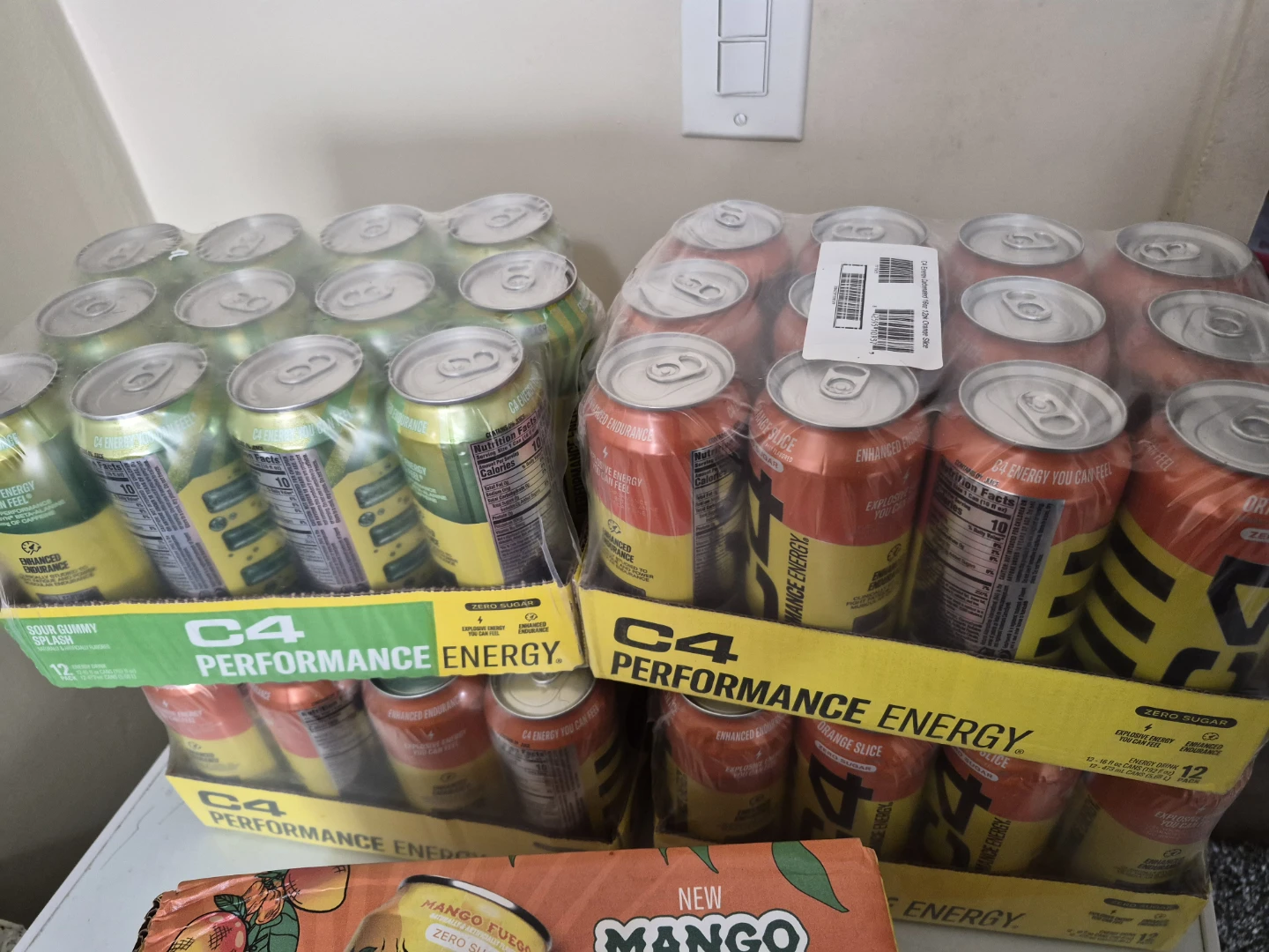 C4  Energy Drink -Mango Fuego, Orange Slice, Sour Gummy Splash)
