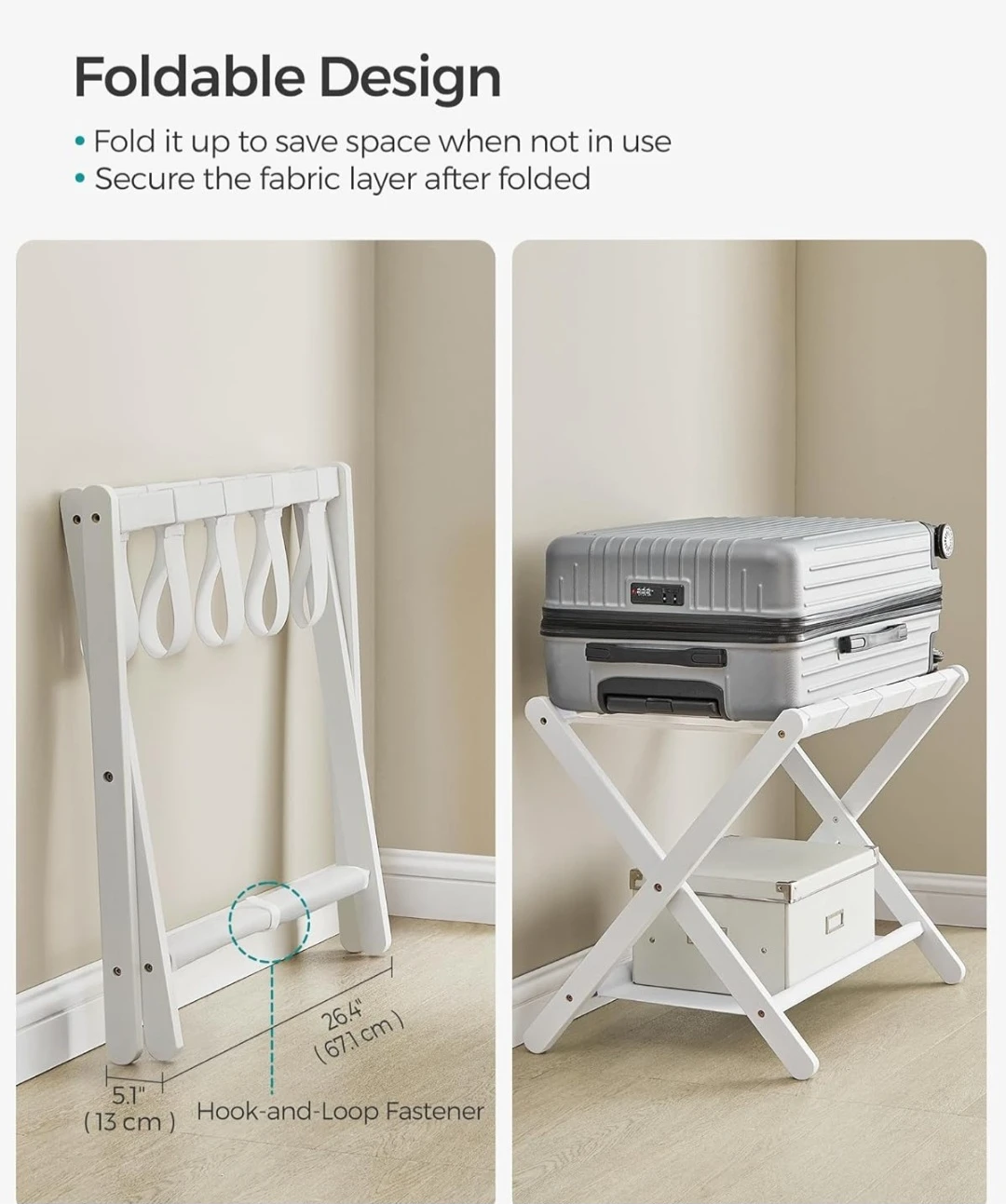 SONGMICS White Wooden Luggage Rack - photo 5