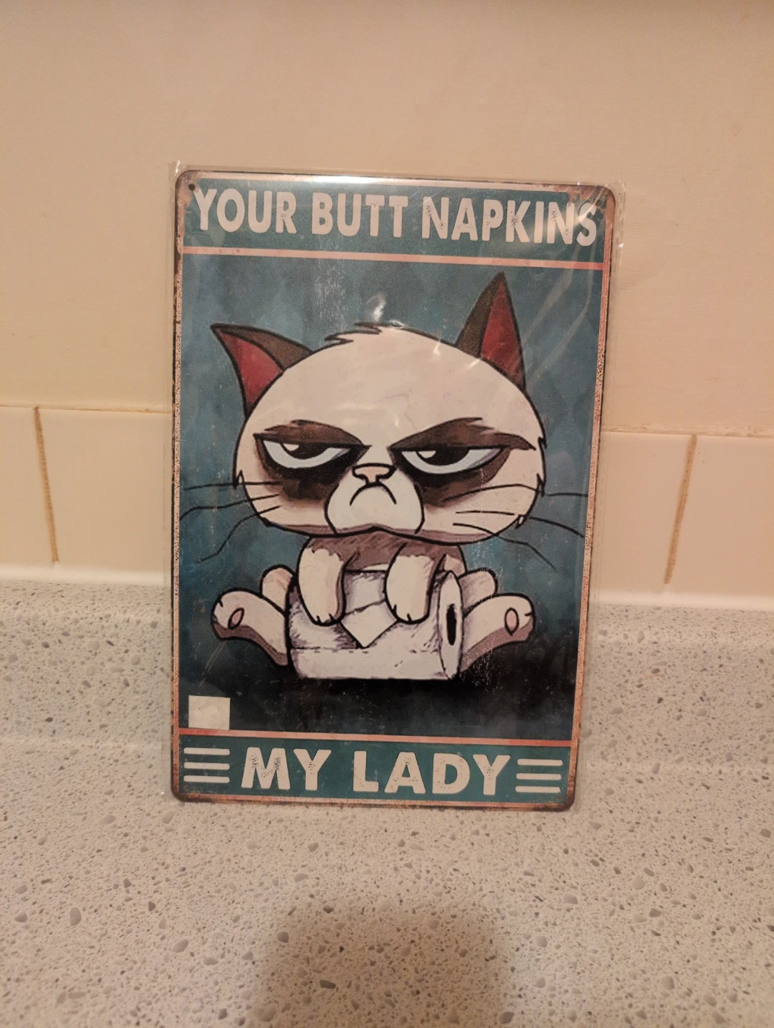 Grumpy Cat Metal Sign - YOUR BUTT NAPKINS MY LADY