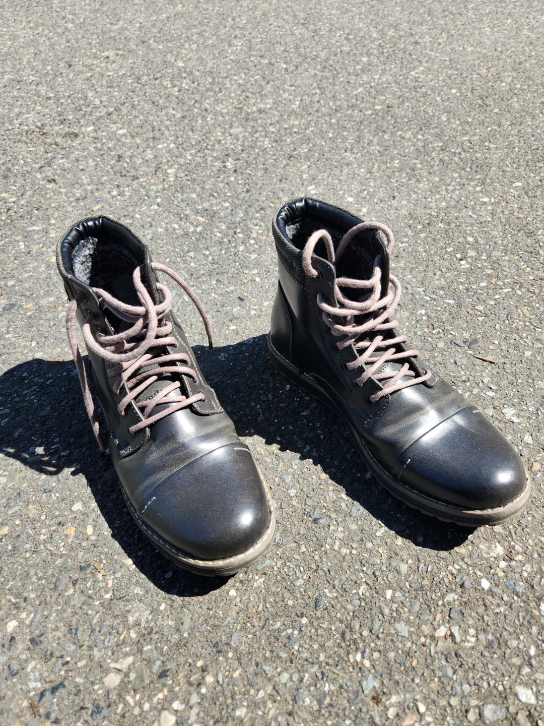 Men's Grey Faux Leather Lace-Up Boots - Size US 6 / EUR 38