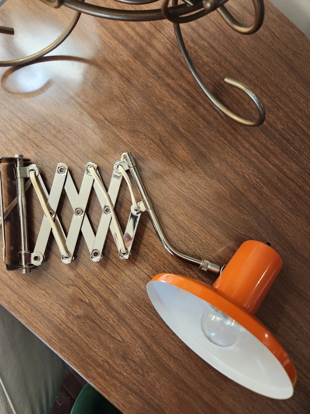 Vintage Scandinavian Orange Scissor wall or desk  Lamp - photo 4