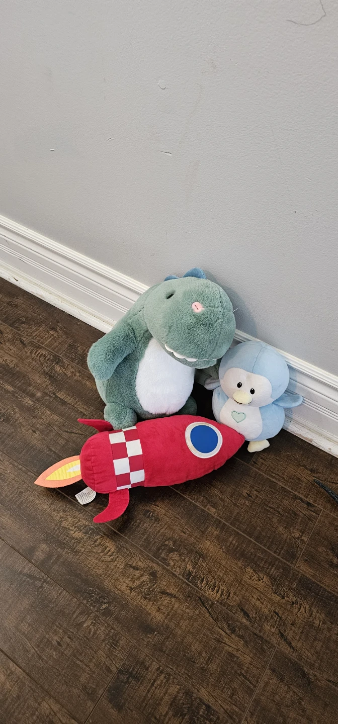Plush Stuffed Animals - Dinosaur, Penguin, Rocket