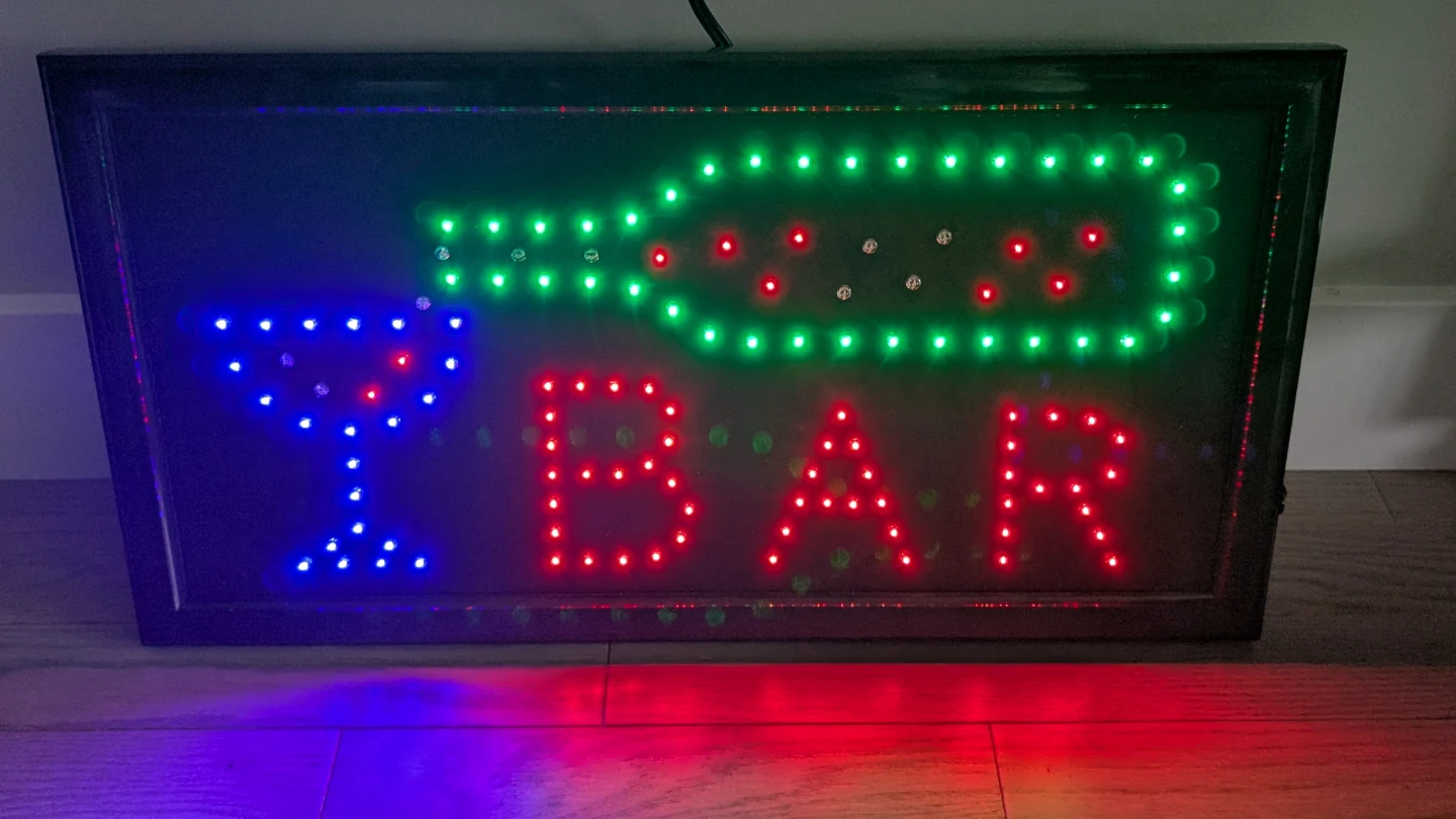LED Bar Sign with Wine Bottle and Glass