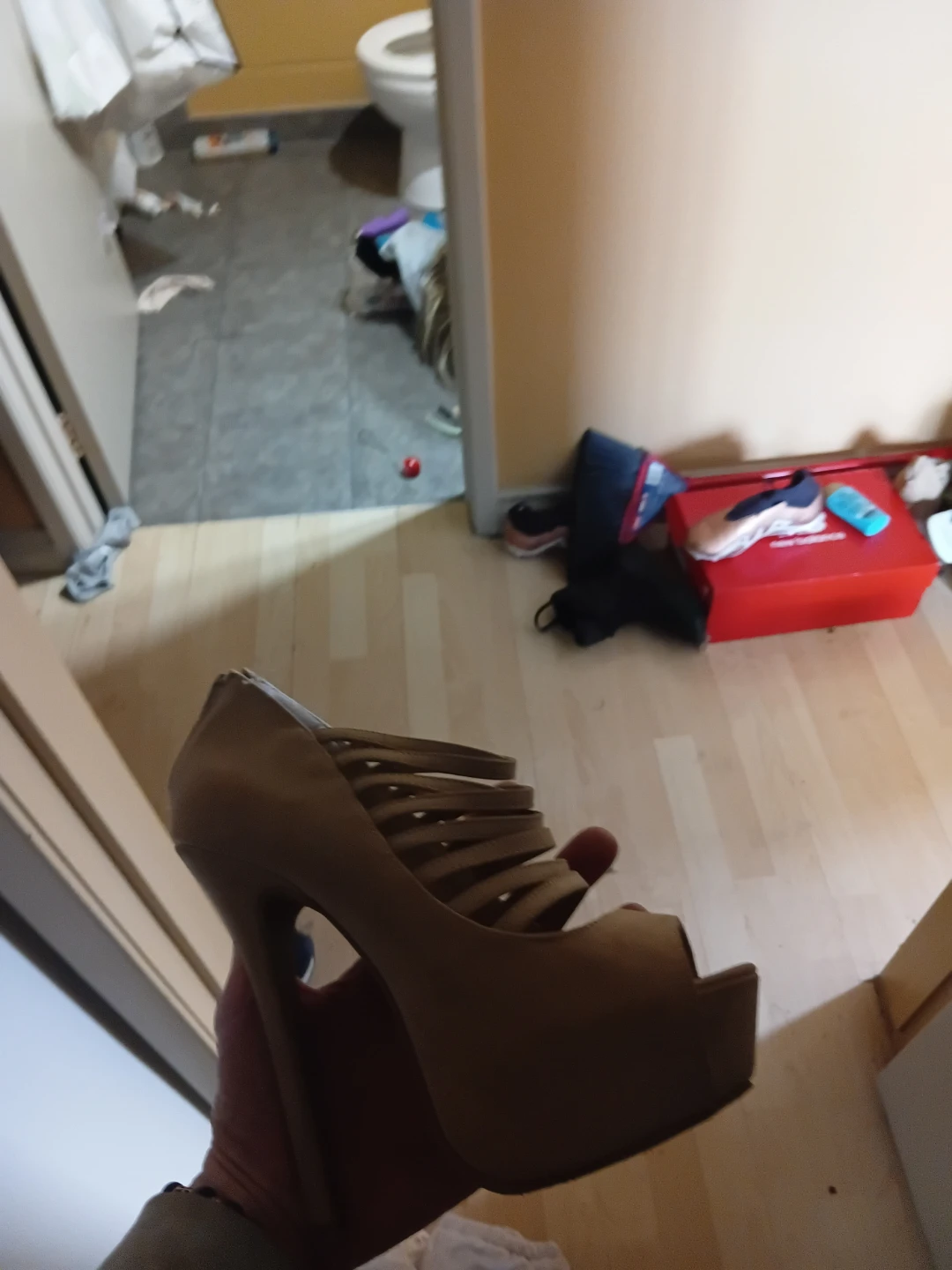 Women's Tan Platform High Heel Sandals