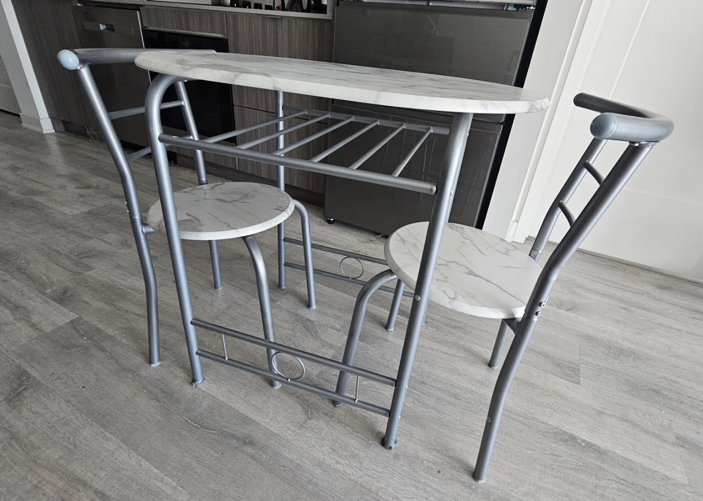 3-Piece Dining White Table Set with 2 Chairs - photo 3