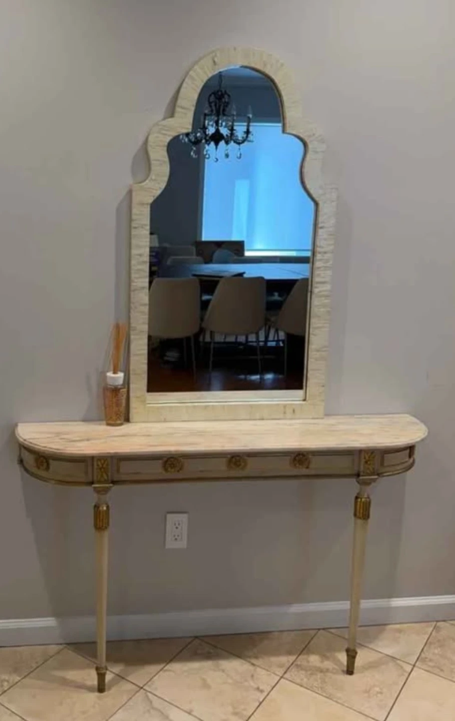 louis XVI style marbletop console table with mirror - photo 2