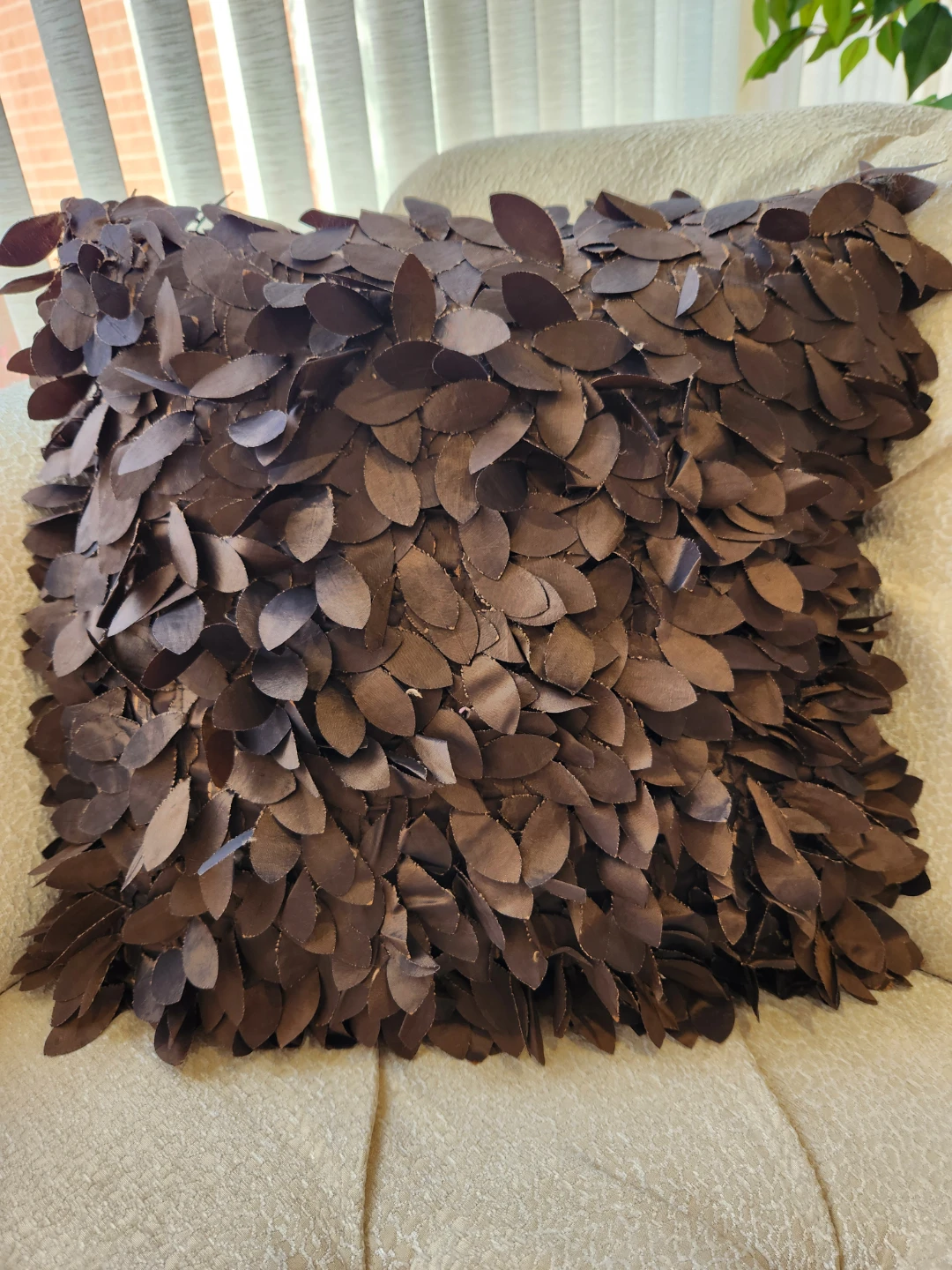 Brown Leaf Accent Throw Pillow