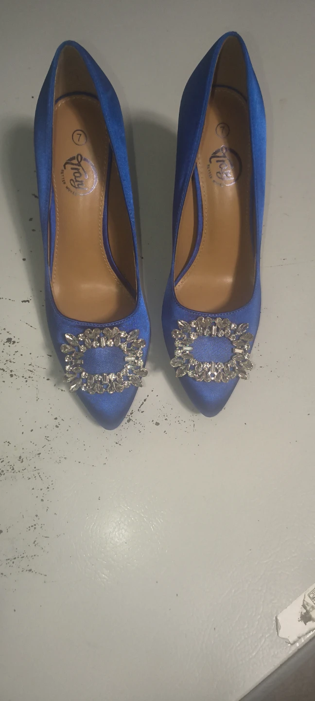 Blue Satin Heels with Embellishment - Size 7 - photo 3