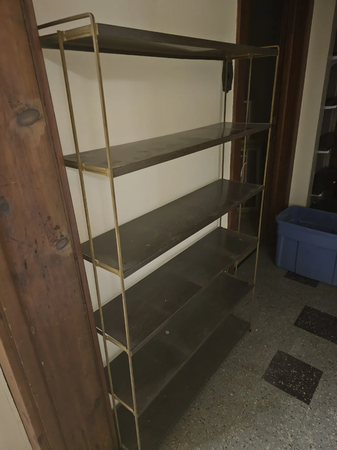 5-Shelf Metal and Wood Bookshelf