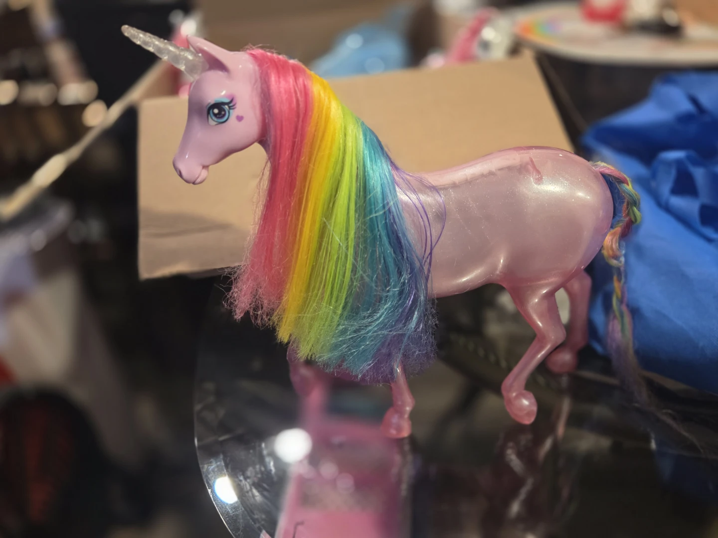 Pink Barbie Unicorn with Rainbow Mane and Tail