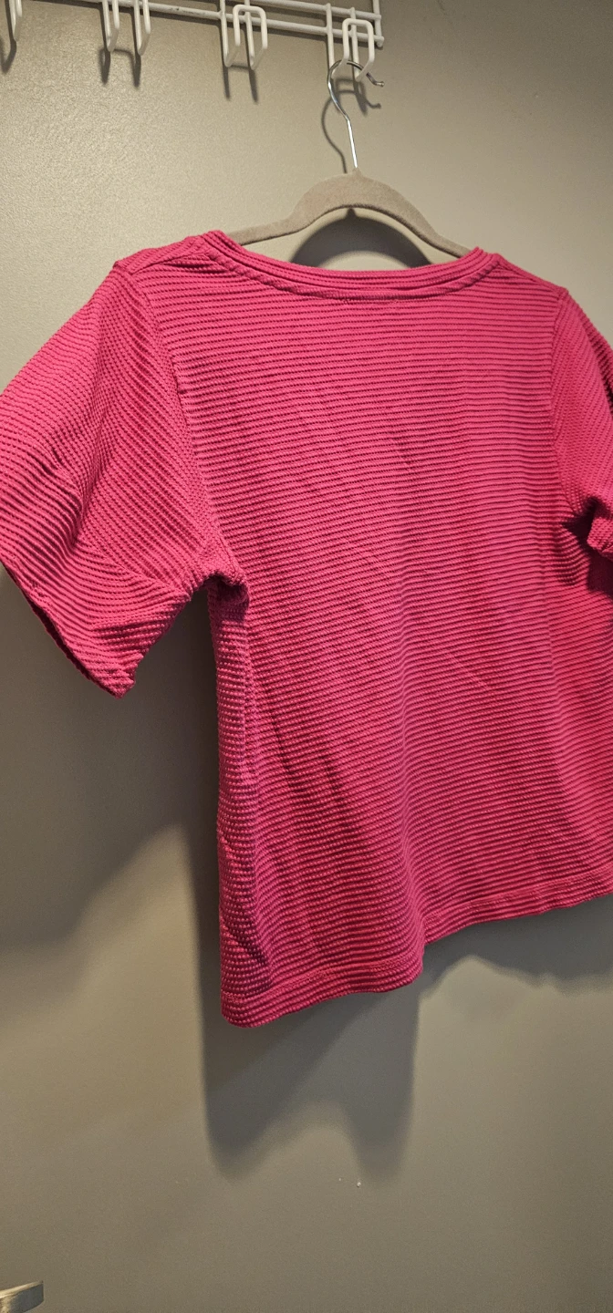 SERGE Pink Textured Short Sleeve Top - Size L - photo 4