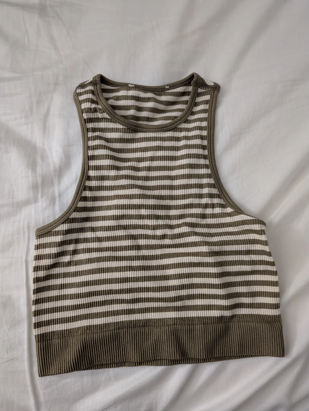Brown Striped Ribbed Women's Tank Top 12" ptp comfortable