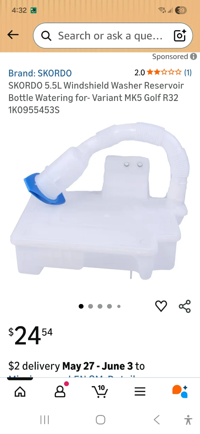 SKORDO 5.5L Windshield Washer Reservoir Bottle