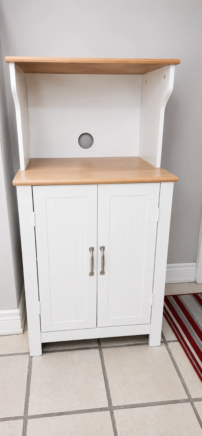 White Microwave/Utility cabinet