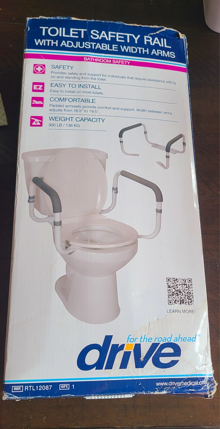 Medical Toilet Safety Rail with Adjustable Width Arms