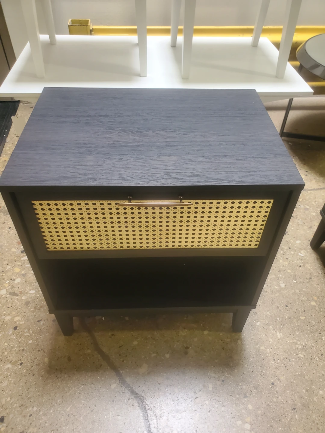 Dark Wood Nightstand with Cane Drawer(New In A Box) - photo 2