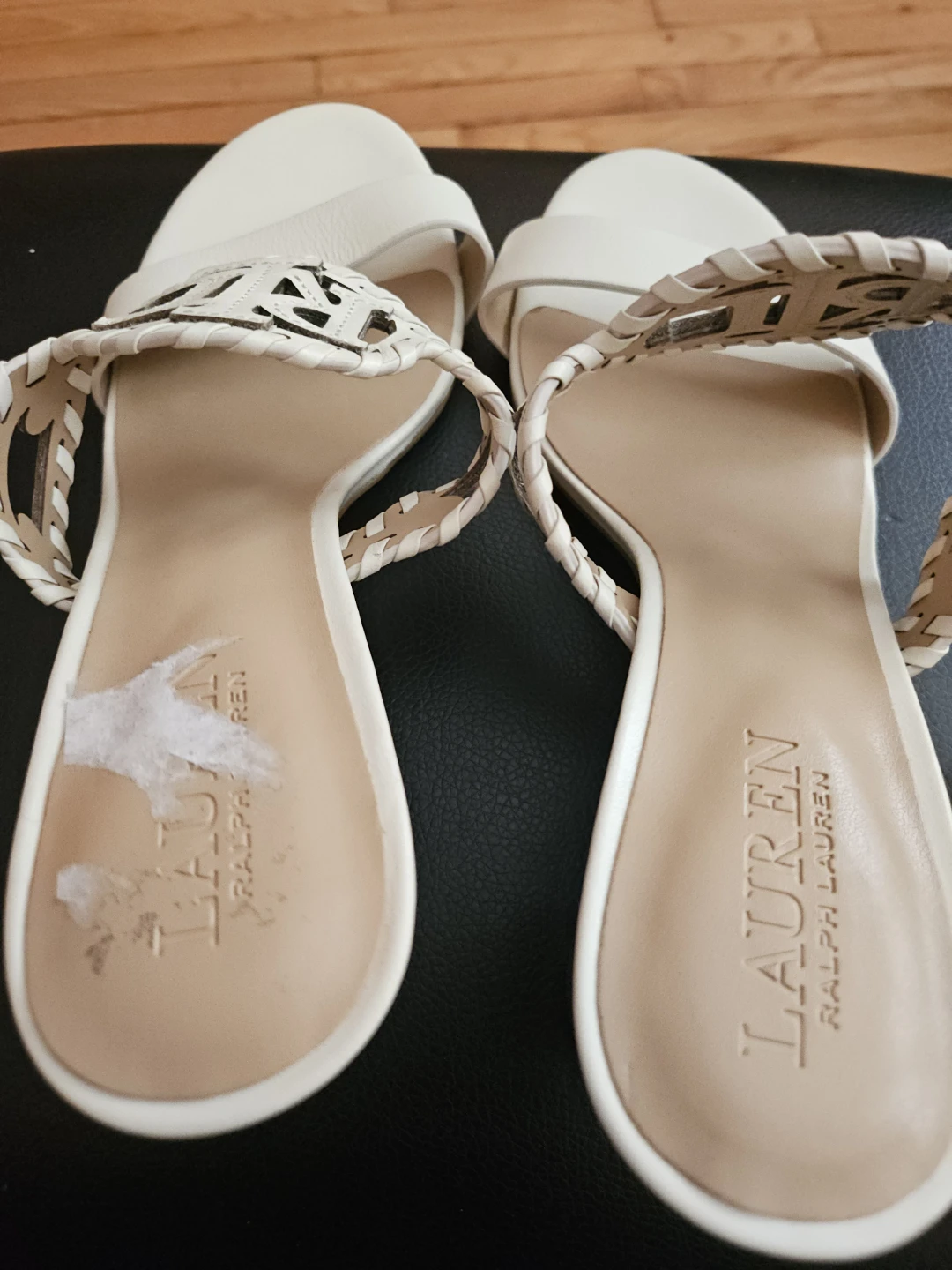 Lauren Ralph Lauren White Woven Slide Heeled Sandals - photo 3