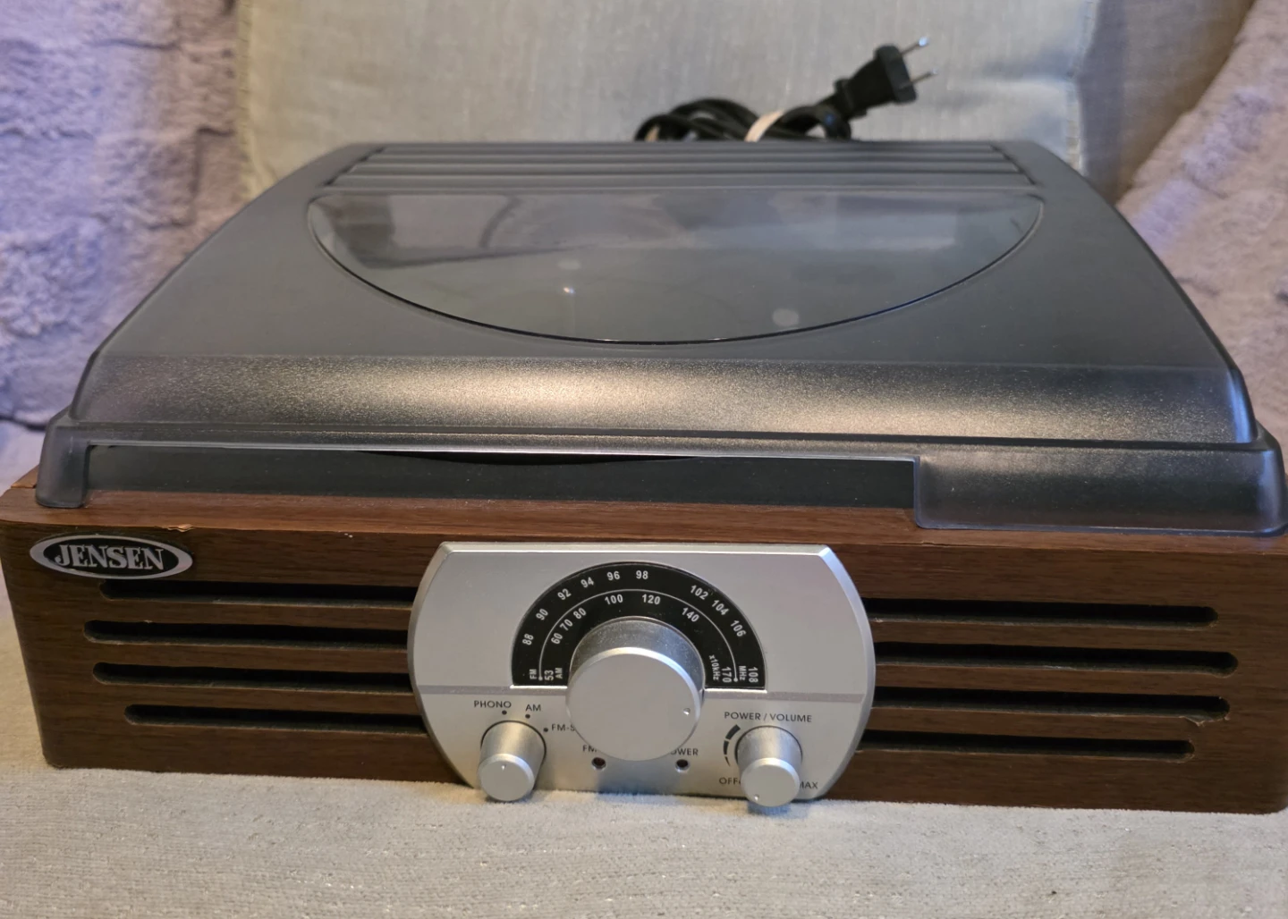 Jensen JTA-222 3-Speed Vinyl records player Stereo with Radio