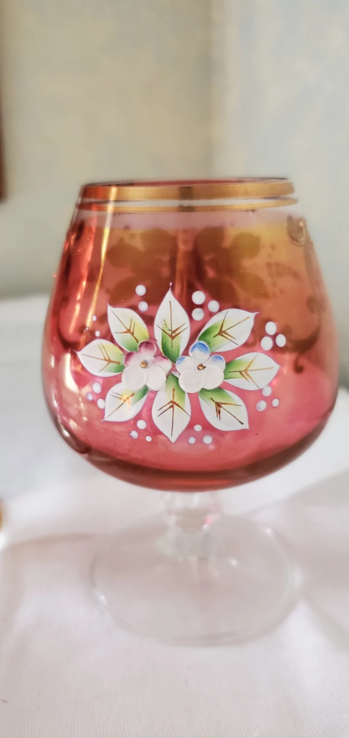 Hand-Painted Glass Vase and Goblets Set - photo 4