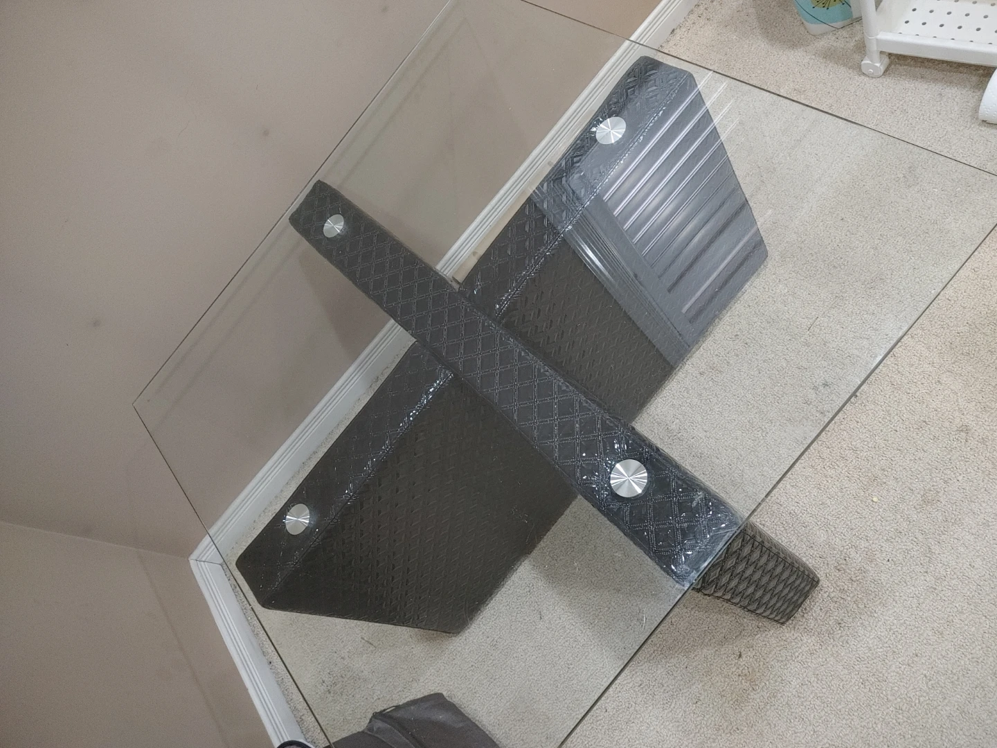 Glass Coffee Table with Black Textured Base