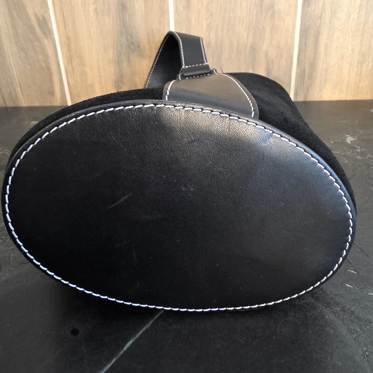 Vince Black Suede Bucket Bag with Leather Trim - photo 3