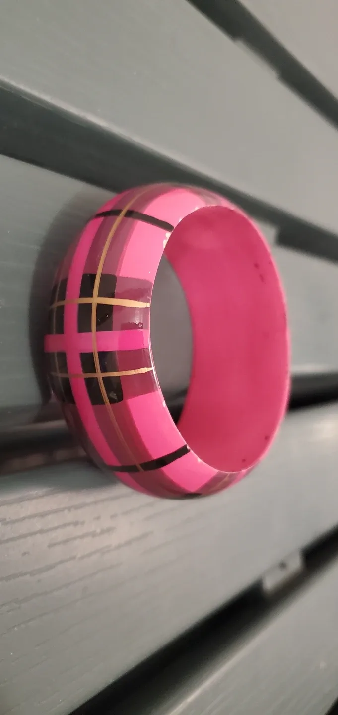 Pink Plaid Bangle Bracelet with keepsake bag - photo 3