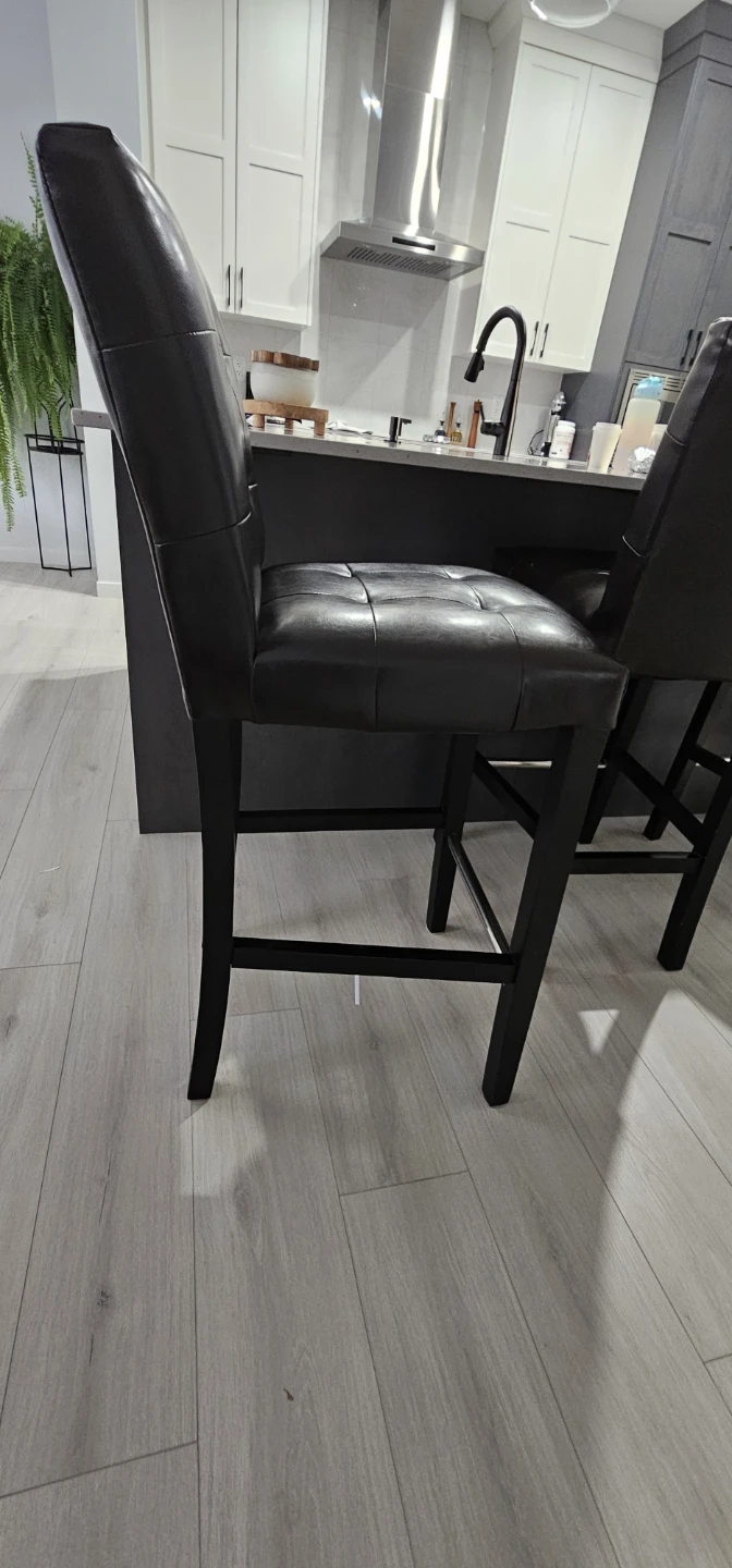 Black Faux Leather Tufted Bar Stools (Set of 3) - photo 4