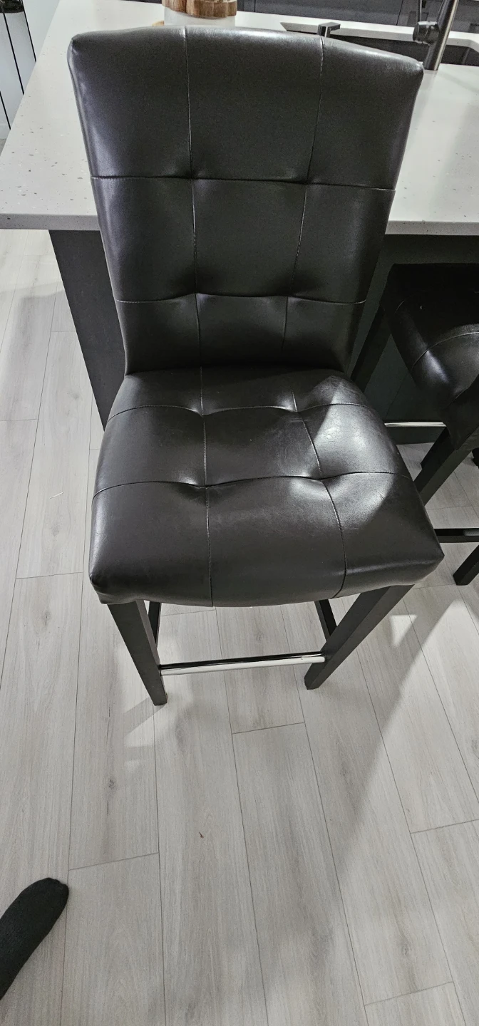Black Faux Leather Tufted Bar Stools (Set of 3) - photo 5