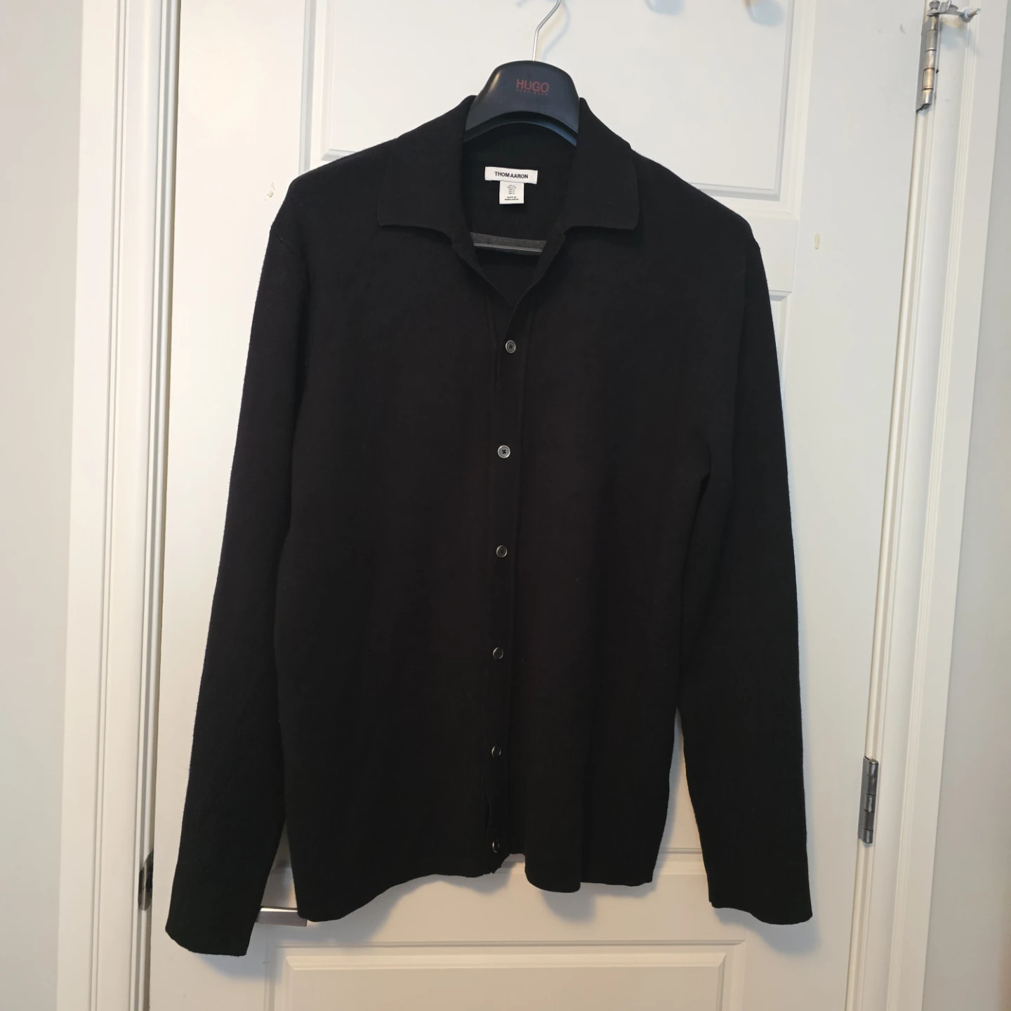 Thom Aaron Men's Black Knit Button-Up