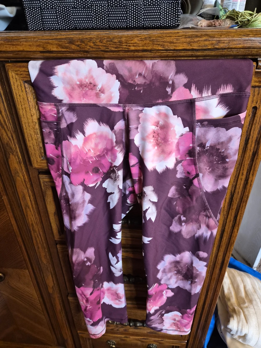 Purple Floral Capris with Pockets