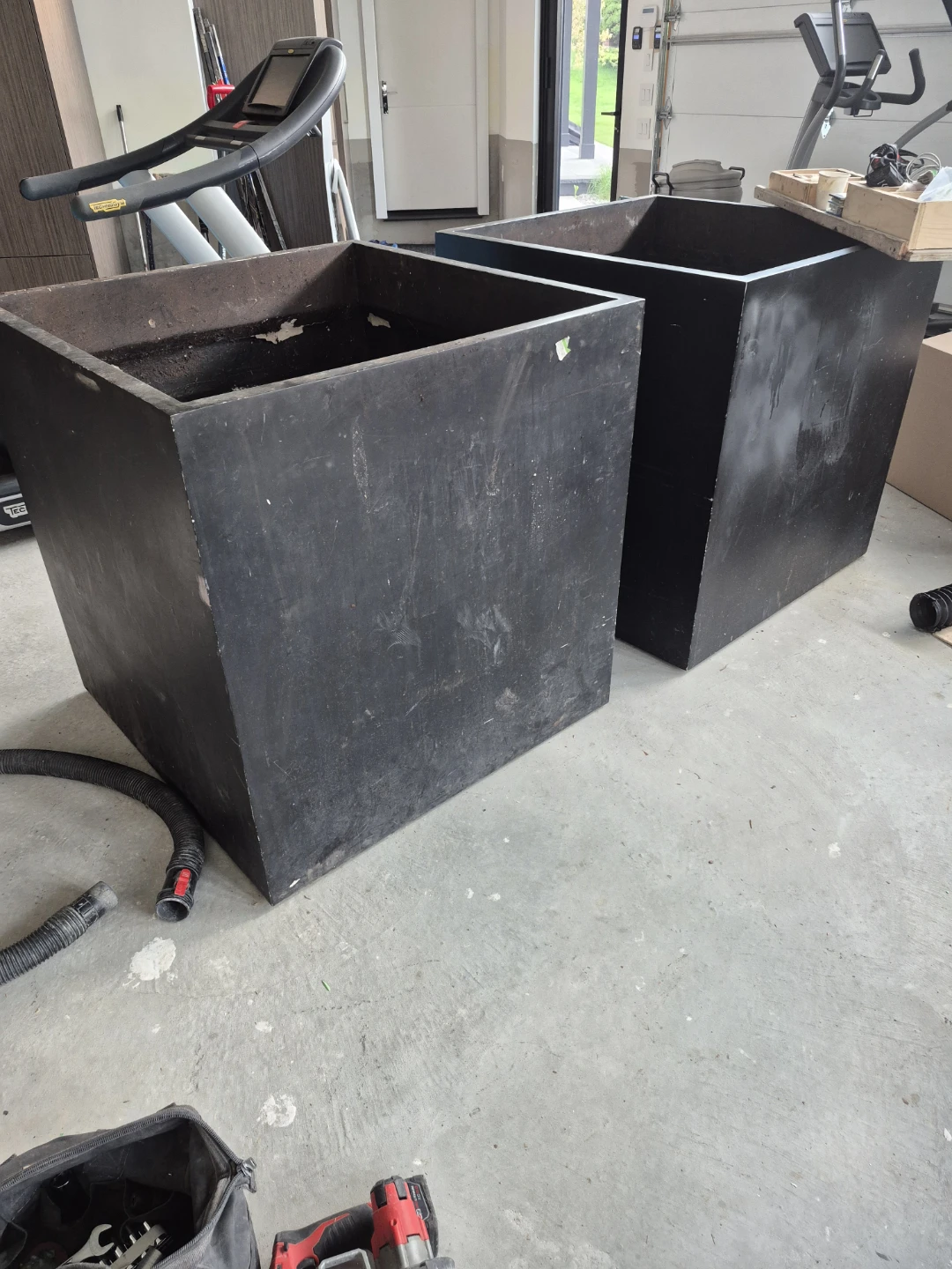 Large Black Square Planters (Set of 2)