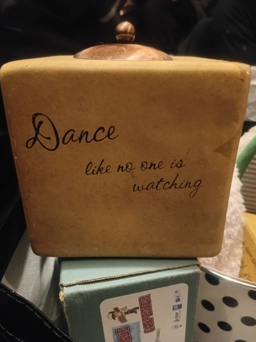 Decorative Vintage Style Trinket Box with a small candle & lid