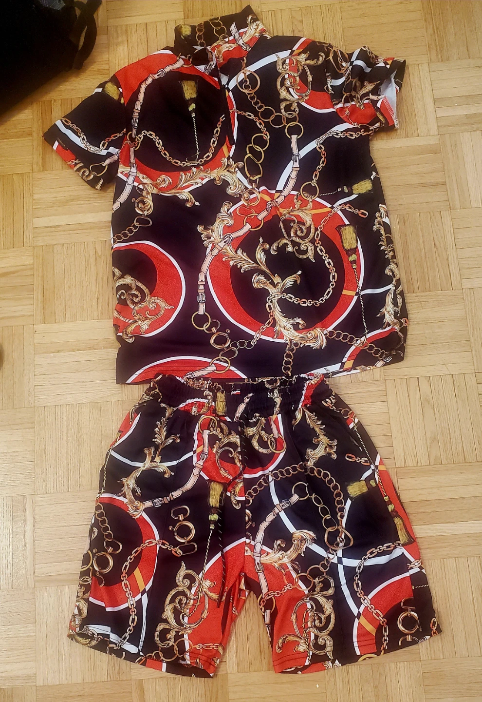 Men's Designer Print Shirt and Shorts Set