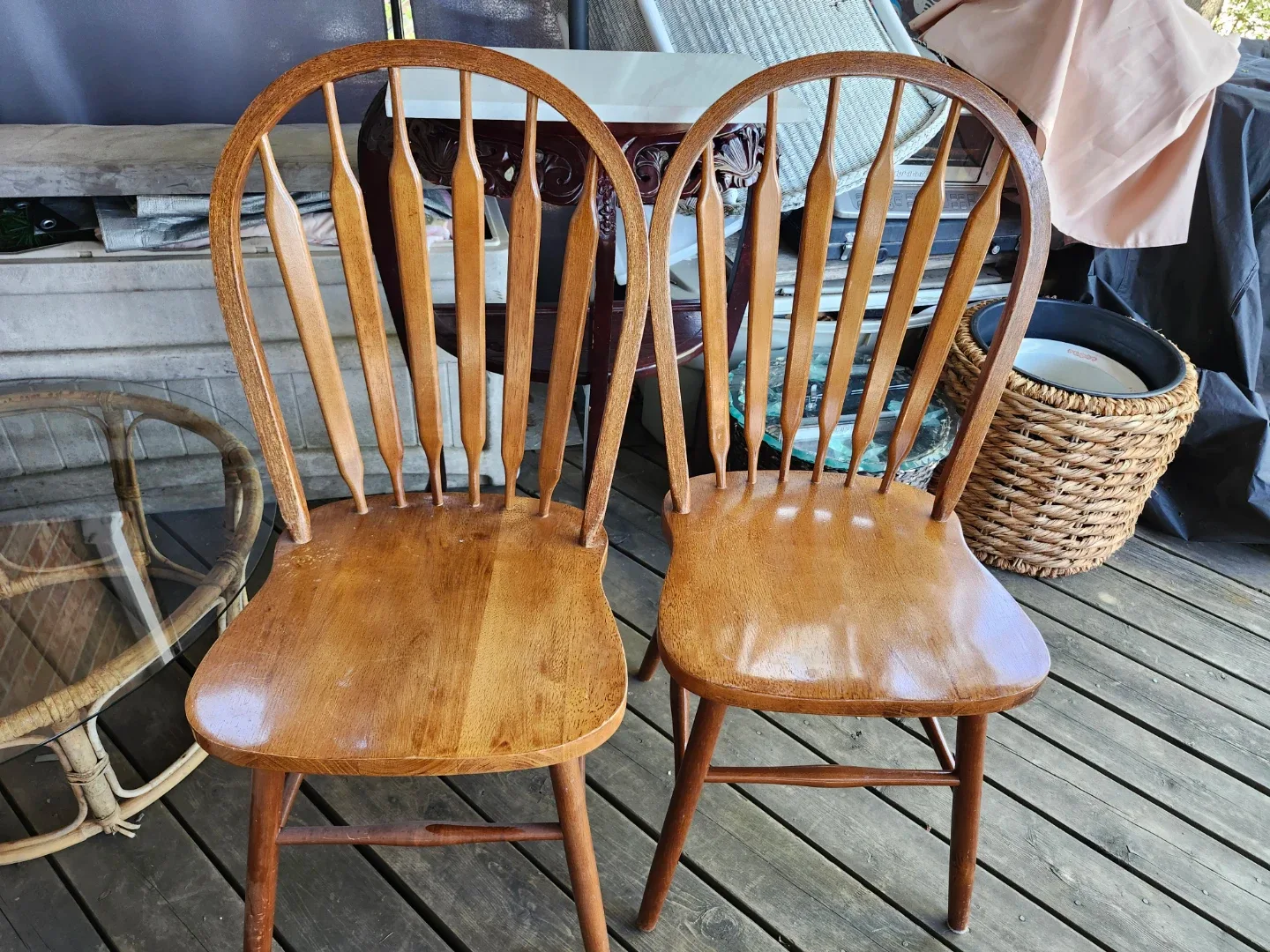 Set of 2 Wooden Spindle Back Chairs