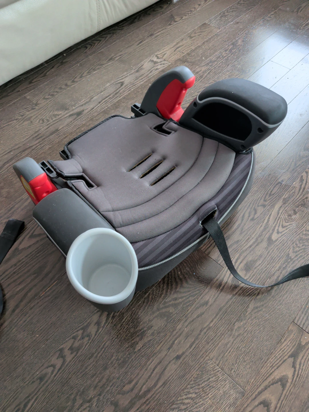 Grey Booster Car Seat with Cup Holder