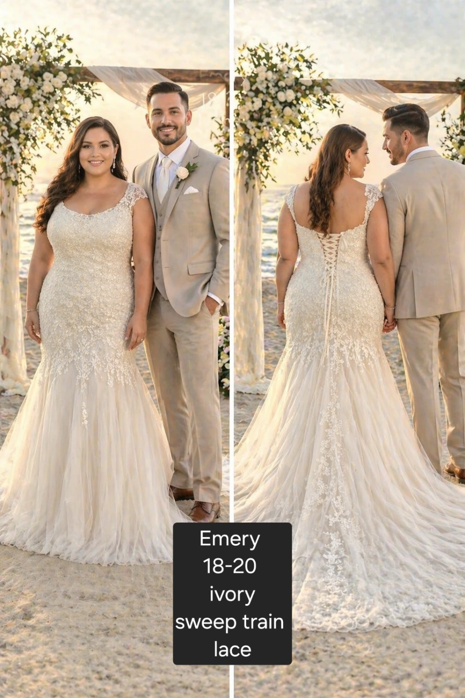 Ivory Lace Wedding Dress - Size 18-20